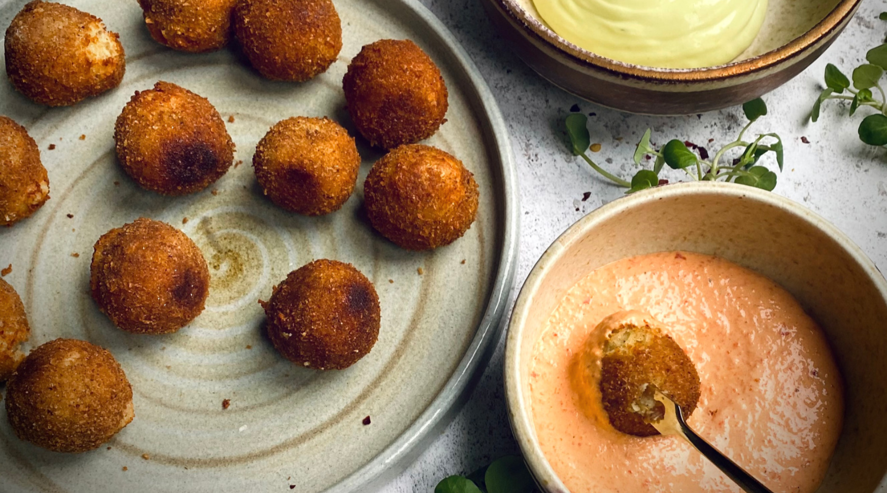 Tunworth croquettes with mayonnaise dips – Neal's Yard Dairy