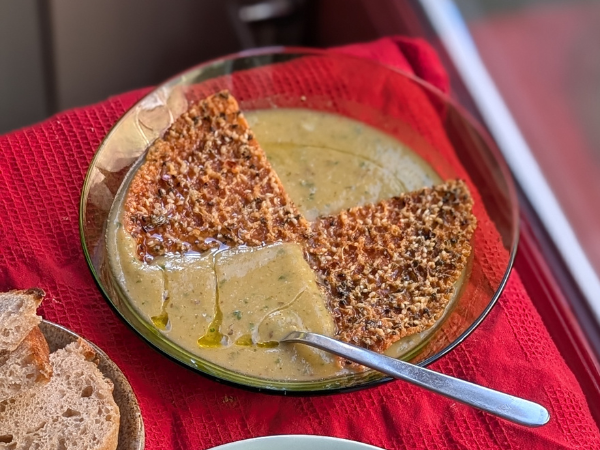 Thea's Green Pepper Soup with Cotherstone Crisp